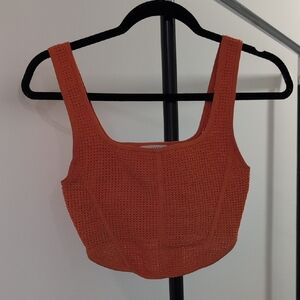 Babaton Textured Orange Crop Top